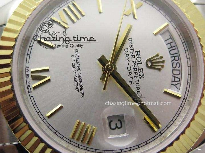 MiroTime 0108 DayDate II 41mm MK Best Edition SS RG Wrapped Sliver Dial Roman Marker On Bracelet A Casual 4005